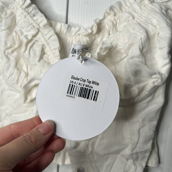 Princess Polly Elouise White Short Sleeve Tie Front Crop Top Women's Size 4 NWT - Picture 3 of 6